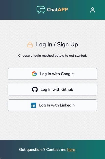 Screenshot of the login page